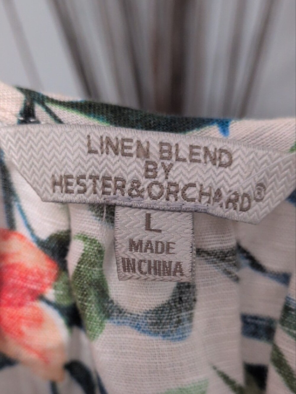 Hester & Orchard Tropical Floral Off-Shoulder Tunic Top 60% Linen 40% Cotton - Picture 2 of 7